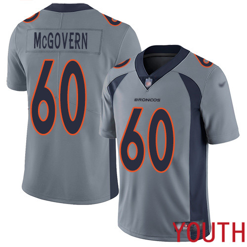 Youth Denver Broncos #60 Connor McGovern Limited Silver Inverted Legend Football NFL Jersey->youth nfl jersey->Youth Jersey